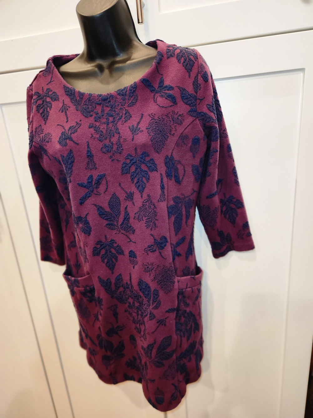 🍉Joules Plum Mini Dress with Navy Floral Jacquard